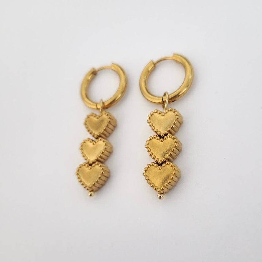 Triple Heart oorbellen