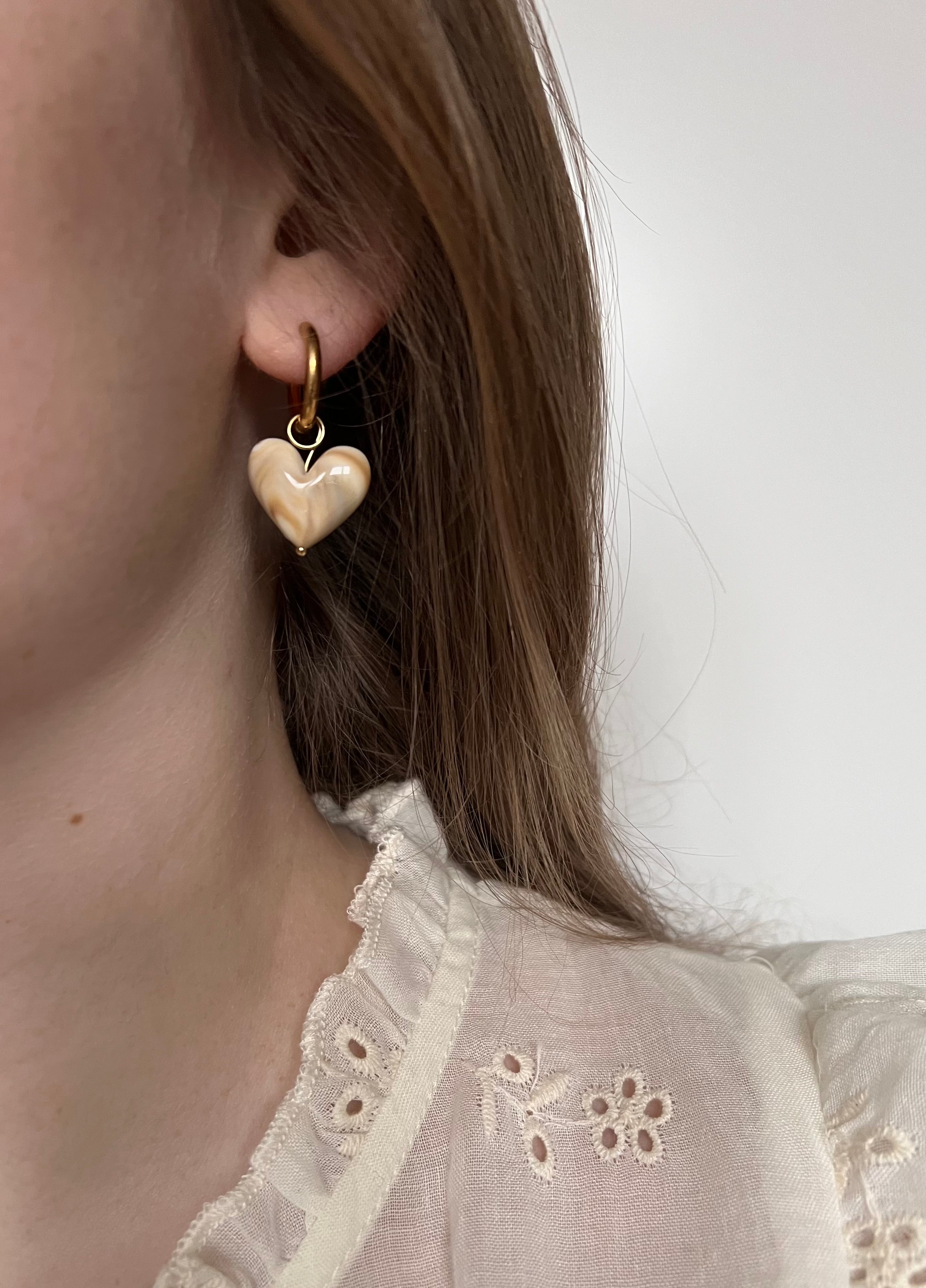 Ivory Heart oorbellen