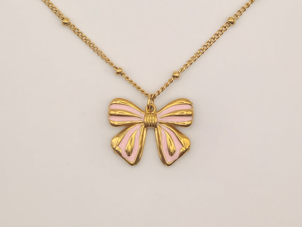 Pink Bow ketting