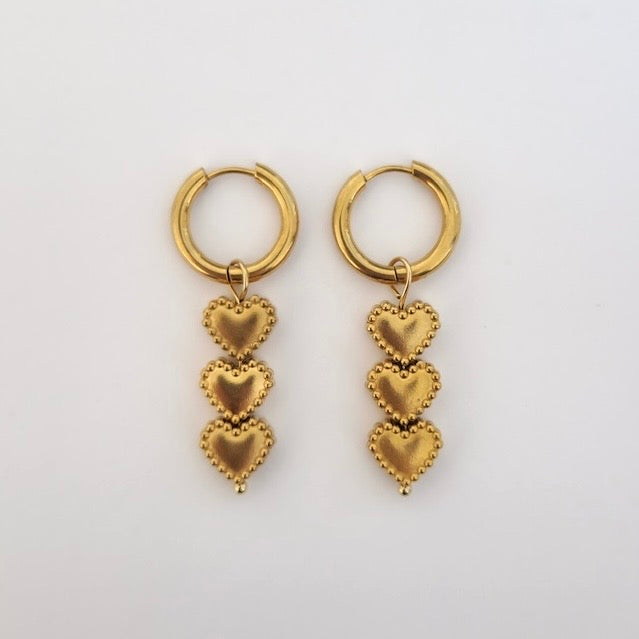 Triple Heart oorbellen