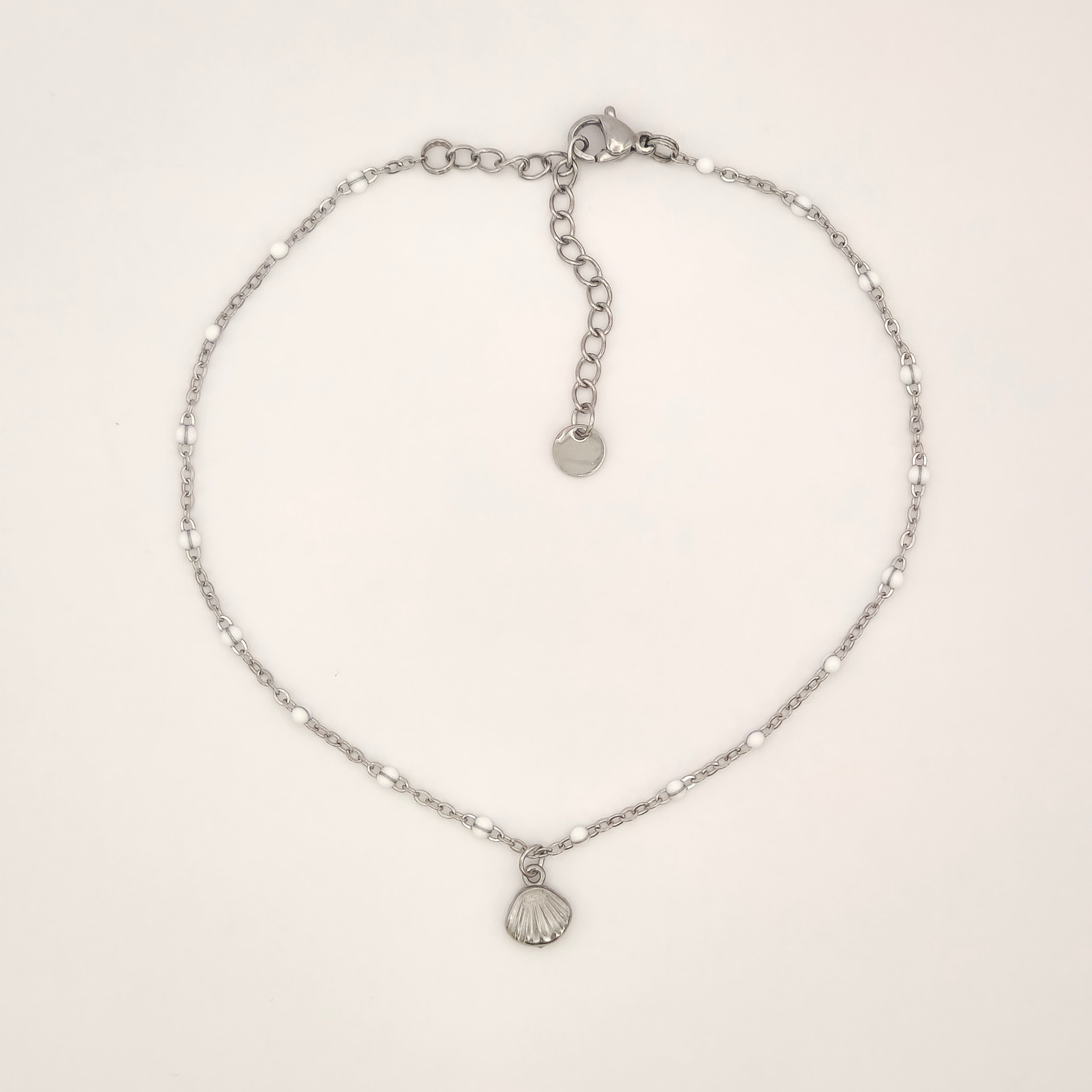Dotty Shell enkelbandje (zilver)